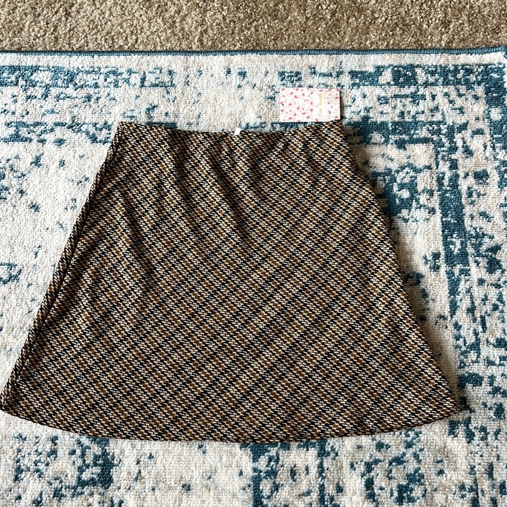Free People A-Line Mini Skirt Brown and Black